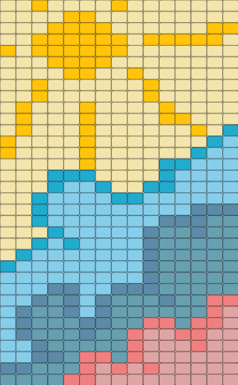 Landscape - light blue, yellow