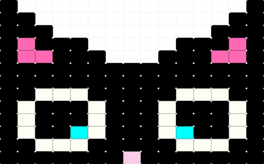 Cat Face - black, pink, white