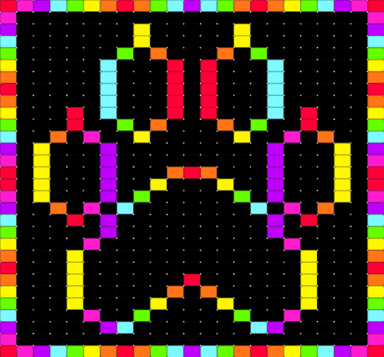 Neon Rainbow Pawprint Tapestry v.2 - black, colorful, light blue, neon, orange, paw, pawprint, pride, puppy, rainbow