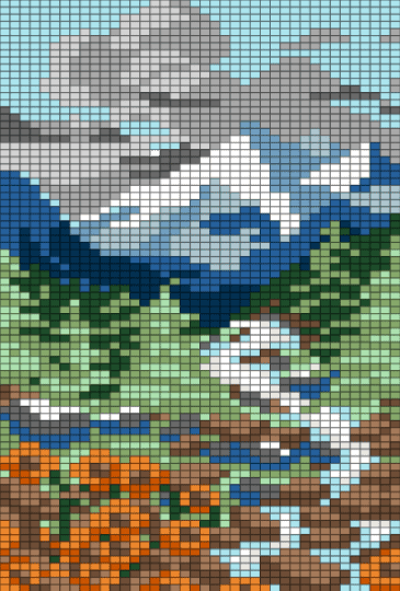Stormy mountain - blue, brown, colorful, light blue