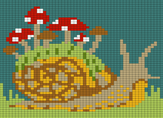 Snail - beige, green, teal