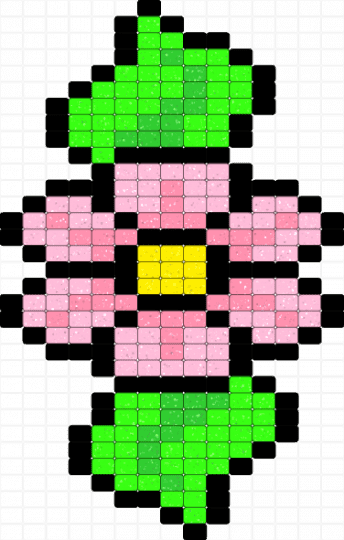 Flower - green, pink