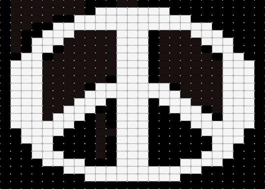 Peace sign pony bead tapestry - black, white