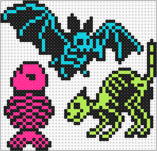 Skeleton Pets - black, green, halloween, light blue, pink, scene, skeleton, spooky