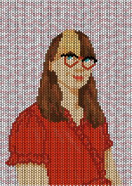 pony bead portrait - portrait,glasses,female,red
