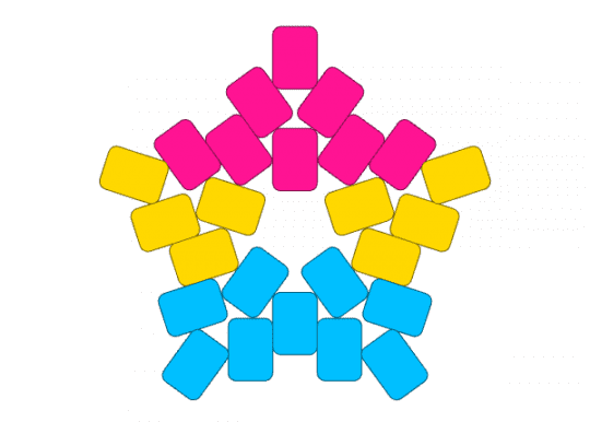 pan star - light blue, pink, yellow