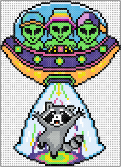 Levity Aliens - aliens, colorful, edm, green, levity, light blue, purple, raccoon