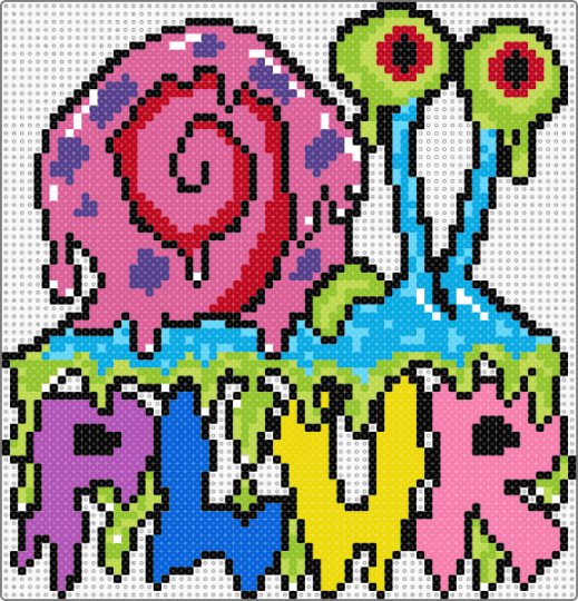 Melting Gary The Snail - character, gary the snail, green, light blue, pink