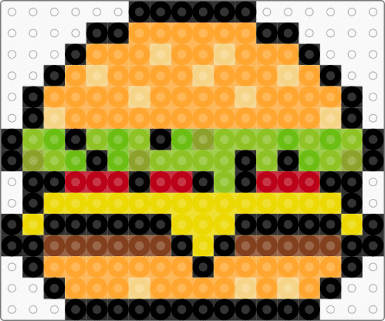 Small Burger (2.6mm beads) - green, orange, yellow