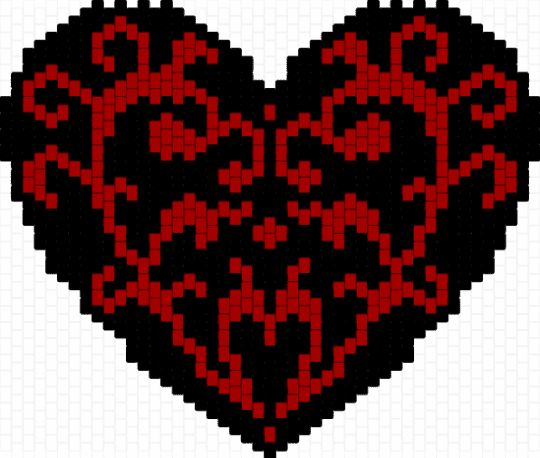 Heart - black, red