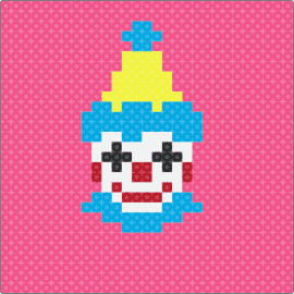 Clown(ignore background) - clown,funny,hat,simple,cute,colorful,bright,yellow,light blue,white,pink
