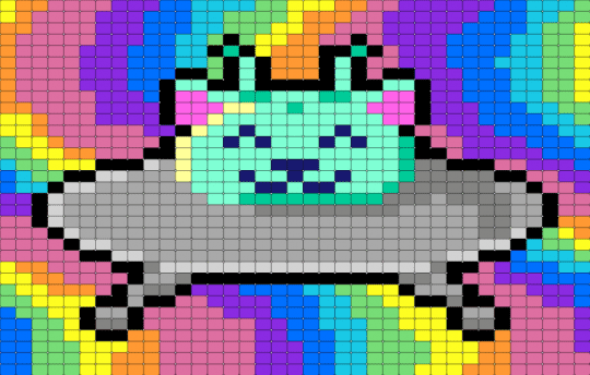 Far Out Space Catdet - beige, blue, cat, colorful, pink, space, tie dye, ufo