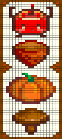 Stardew Valley Fall Tapestry - autumn, brown, character, fall, orange, red, stardew valley, video game, white