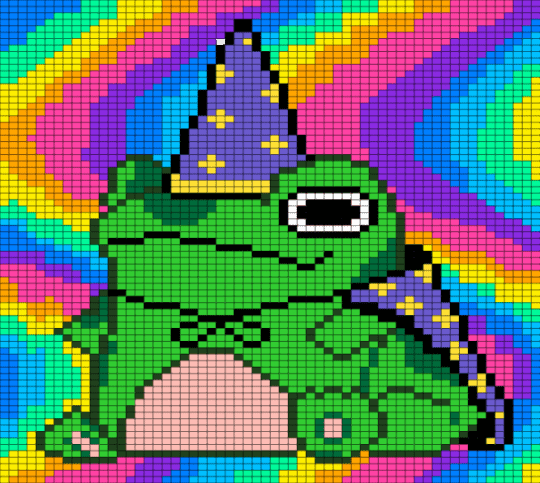 Frog Wizard - blue, frog, green, pink, purple, whimsy, wizard