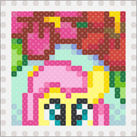 Fluttershy in hibiscus flowers stamp - colorful, light blue, pink, red