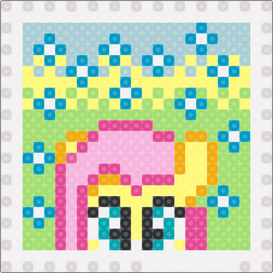 Fluttershy flowers stamp - green, light blue, pink, yellow