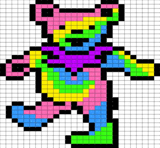 Grateful Dead Bear - colorful, grateful dead, pink, white, yellow