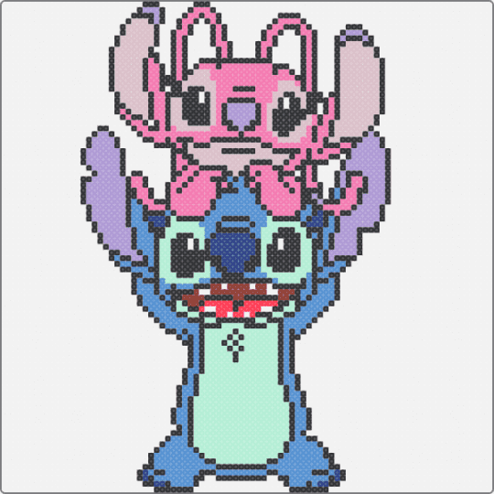 Stitch and angel - light blue, pink, white