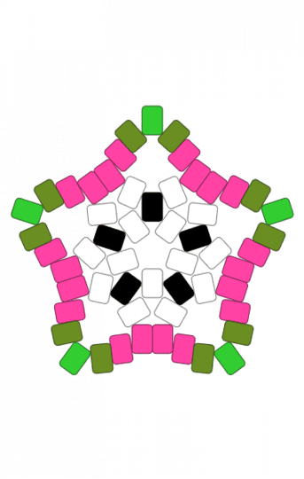 Dragon fruit large star - green, pink