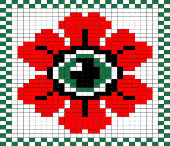 Pinwheel Flower - green, red