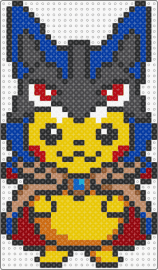 Pikachu Lucario - pikachu,lucario,pokemon,costume,cute,mashup,character,gaming,halloweenyellow,blue,red