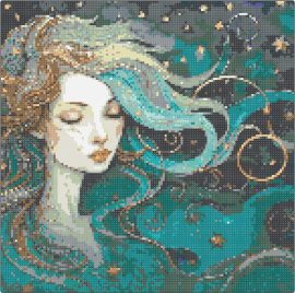 Moon breath - celestial,fantasy,female,teal