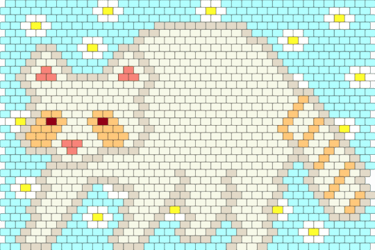 Albino Raccoon - beige, light blue, white
