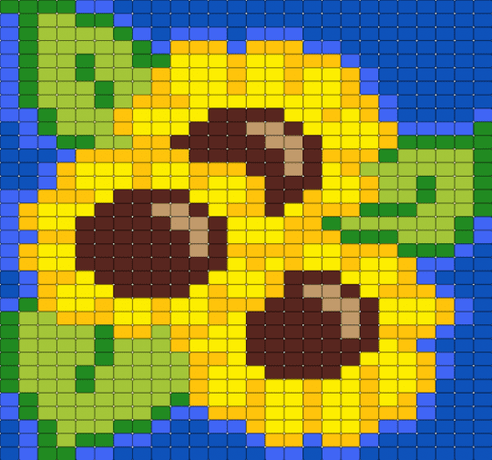 Sunflowers - blue, green, yellow