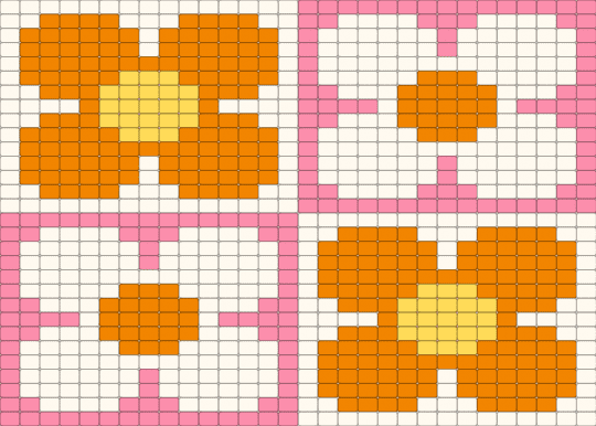 Retro Flower Quarter Pattern - 60s, 70s, colorful, flower, flowers, nature, orange, pink, retro, vintage