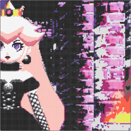 Goth Peach Quad 1 TR - peach,goth,mario,princess,nintendo,panel,pink,black