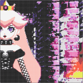 Goth Peach Quad 1 TR - peach,goth,mario,princess,nintendo,panel,pink,black