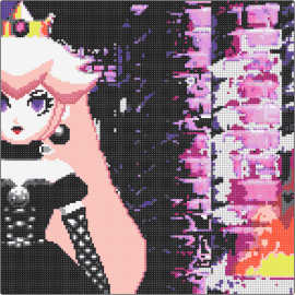 Goth Peach Quad 1 TR - peach,goth,mario,princess,nintendo,panel,pink,black