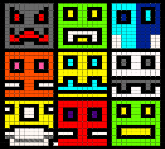 Geometry Dash banner - black, colorful, green, orange, yellow