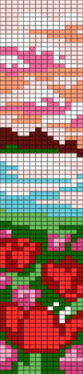 Floral - green, pink, red