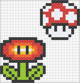 Mario Powerups - fire flower,mushroom,mario,nintendo,video game,red,green