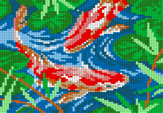 koi fish - blue, green