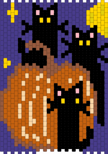 kitties on pumpkins - orange, purple