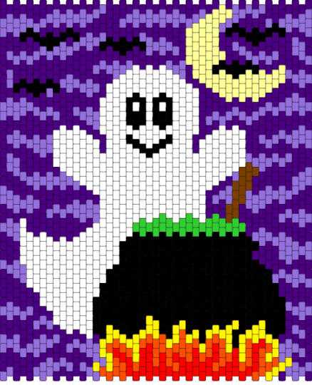 Ghost with cauldron - purple