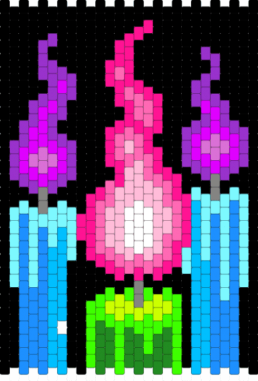 Candles - black, light blue, pink