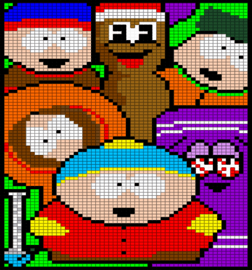 South park - beige, colorful, orange, purple, red