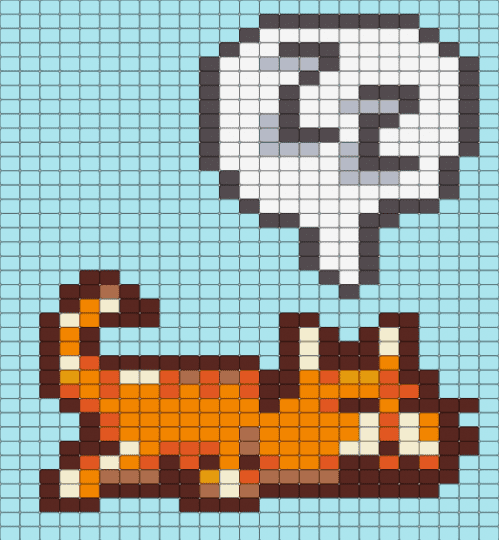 stardew cat (orange, sleepy cat) - brown, light blue