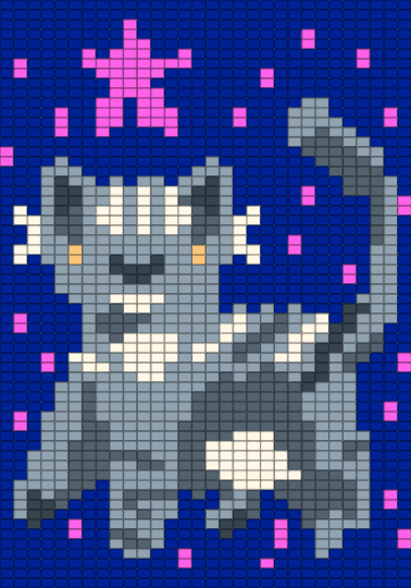 grey kitty! solaceofthestarz pattern but horizontal - gray, purple