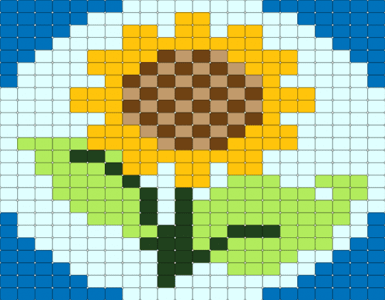 Sunflower - blue, green, yellow