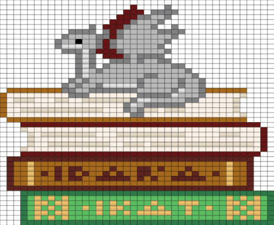 Dragon on books beads remix - brown, orange, white
