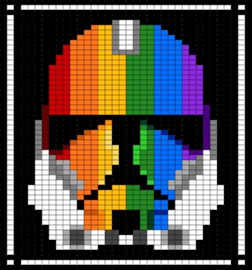 rainbow clone trooper helmet pony bead tapestry - black, colorful, green, orange, pride, rainbow, star wars, star wars clone wars