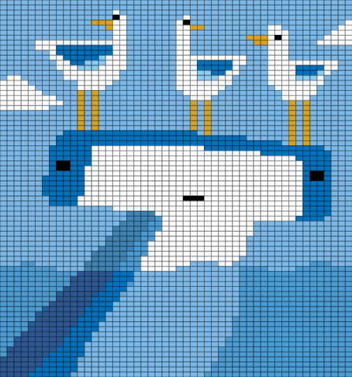 Shark and Seagulls - light blue