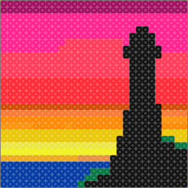 latarnia - sunset,lighthouse,silhouette,ocean,dusk,colorful,black,pink,orange,yellow