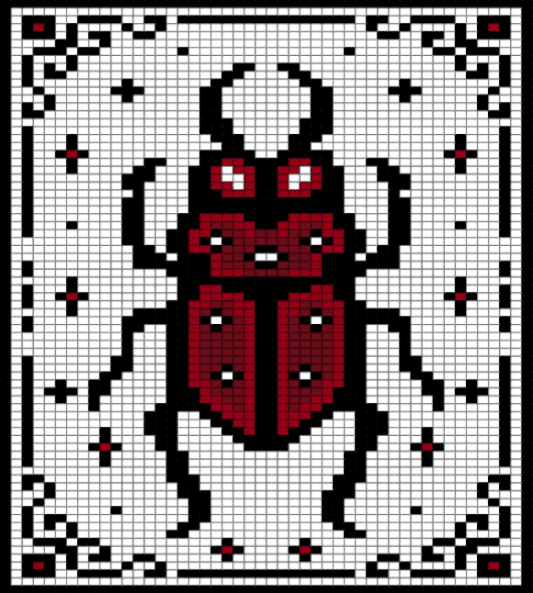 Red Beetle - brown, red, white