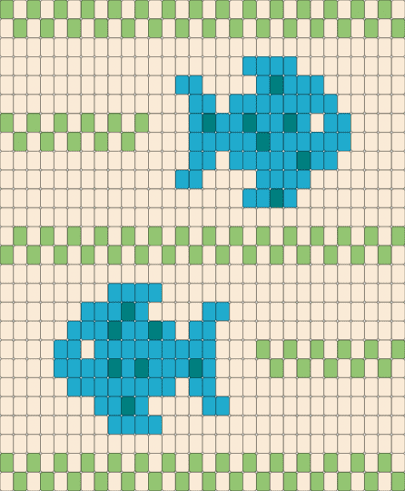 Fishies - green, light blue, white