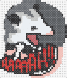 scream at own ass - opossum,scream,rodent,funny,animal,sign,text,gray,red,white